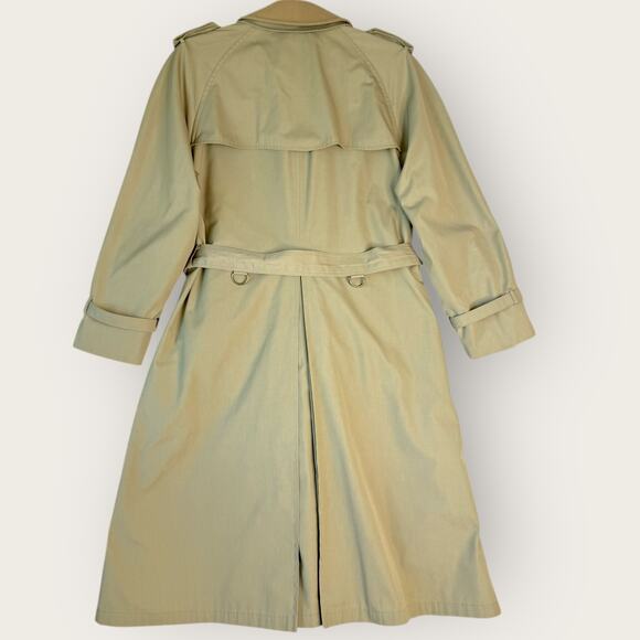 Gleneagles Vintage Long Trench Overcoat Double Breasted Lined Men Size 44L Khaki - Picture 2 of 16